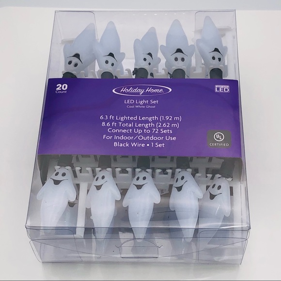 Ghost 20 Count String Lights LED Halloween 8 Foot Black Wire New in Box … - Picture 12 of 12